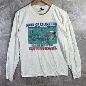 Vintage 90s Reebok white golf long sleeve shirt champion Carlisle Sports men's S